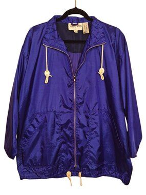 CHARLES KLEIN Windbreaker Jacket Purple Blue Lightweight Retro Zipper Front M